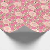 Teddybeer Waterverf eerste verjaardag roze Cadeaupapier (Hoek)