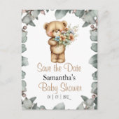 Teddybeer Waterverf Wit de datum Briefkaart (Voorkant)