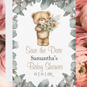 Teddybeer Waterverf Wit de datum Briefkaart