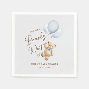 Teddybeer We Can Bearly Wait Baby Boy Shower Servet