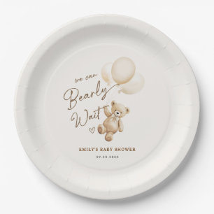 Teddybeer We Can Bearly Wait Baby Shower Papieren Bordje