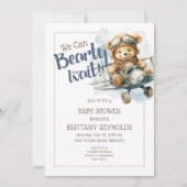 Teddybeer We Can Bearly Wait Jongen Babyshower Kaart (Voorkant)