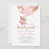 Teddybeer We Can Bearly Wait Meisje Baby Borrel Kaart (Voorkant)