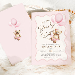 Teddybeer We kunnen bijna niet wachten Babyshower Kaart
