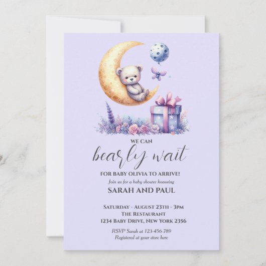 Teddybeer, we kunnen bijna niet wachten kaart (Voorkant)