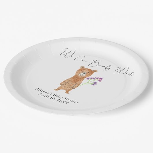 Teddybeer - we kunnen bijna wachten papieren bordje (Gekanteld)