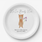 Teddybeer - we kunnen bijna wachten papieren bordje (Voorkant)