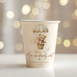 Teddybeer we kunnen het baby shower nog nauwelijks papieren bekers