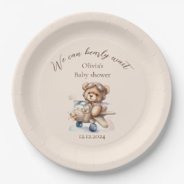 Teddybeer we kunnen het baby shower nog nauwelijks papieren bordje