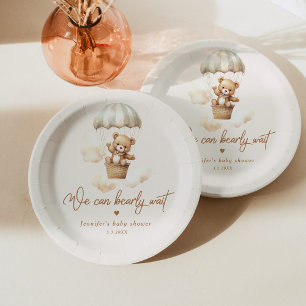 Teddybeer we kunnen het baby shower nog nauwelijks papieren bordje
