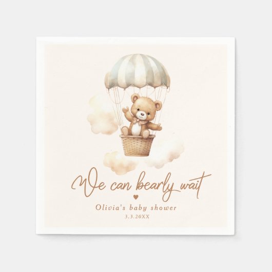 Teddybeer we kunnen het baby shower nog nauwelijks servet (Voorkant)