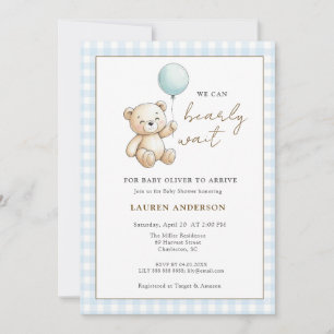 Teddybeer We kunnen nauwelijks wachten Jongen Baby Kaart