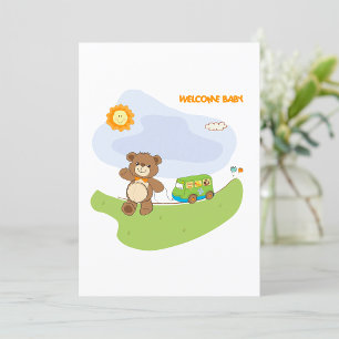 Teddybeer Welkom Baby Kraamkamerontwerp Kaart