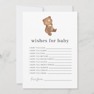 Teddybeer Wensen voor Babykaart Kaart