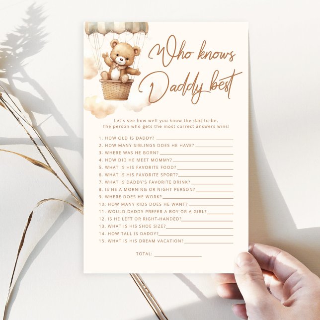 Teddybeer Wie kent papa beste baby shower spel (Creator heeft geüpload)