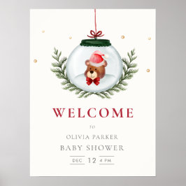 Teddybeer winterkrans Baby shower welkomstbord Poster