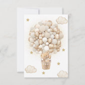 Teddybeer Wit Gouden Ballonnen Baby shower Bedankkaart (Achterkant)