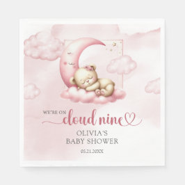 Teddybeer wolk negen roze meisje baby shower servet