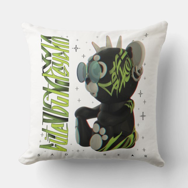 Teddybeer x Schattige Beer Graffiti x Triest Beer  Kussen (Voorkant)