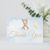 Teddybeer zacht Waterverf blauw bedankje Bedankkaart (Staand voorkant)