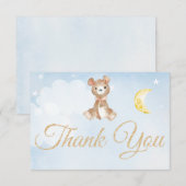 Teddybeer zacht Waterverf blauw bedankje Bedankkaart (Voorkant / Achterkant)