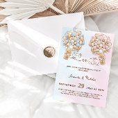 Teddybeer Zachte Roze & Blauwe Ballonnen Geslacht  Kaart