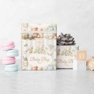 Teddybeer Zeemanpakje Baby Shower Jongen Cadeaupapier