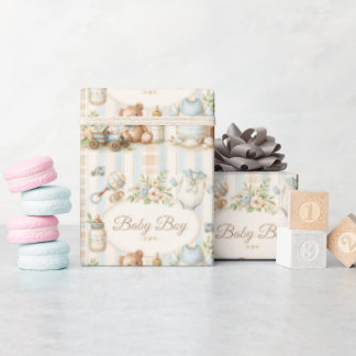 Teddybeer Zeemanpakje Baby Shower Jongen Cadeaupapier