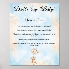 Teddybeer Zeg Niet Baby Shower Spel Bord Poster