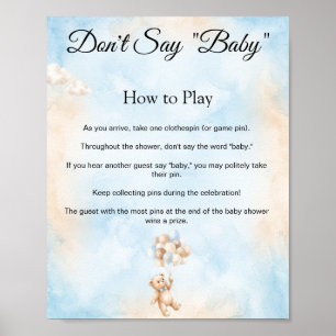 Teddybeer Zeg Niet Baby Shower Spel Bord Poster