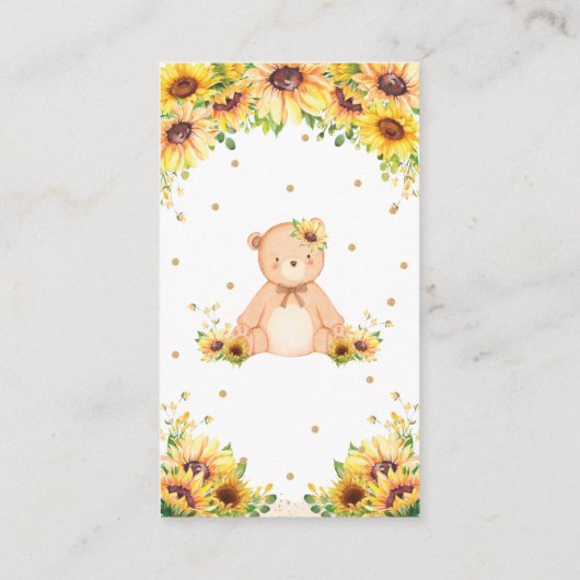 Teddybeer Zonnebloem Baby shower Breng een Boek Informatiekaartje (Achterkant)