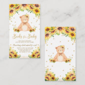 Teddybeer Zonnebloem Baby shower Breng een Boek Informatiekaartje (Voorkant / Achterkant)