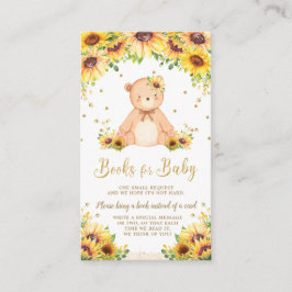 Teddybeer Zonnebloem Baby shower Breng een Boek Informatiekaartje