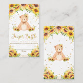 Teddybeer Zonnebloem Baby shower Luier Raffle Informatiekaartje (Voorkant / Achterkant)