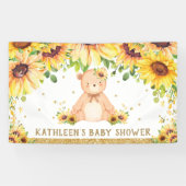 Teddybeer Zonnebloem Baby shower Verjaardagsachter Spandoek (Horizontaal)