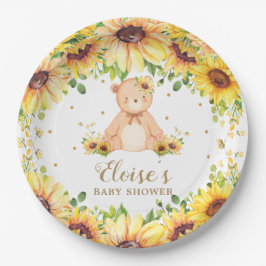 Teddybeer Zonnebloem Baby shower Verjaardagsfeest Papieren Bordje