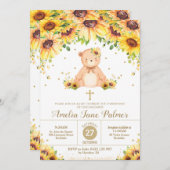 Teddybeer Zonnebloem Bloemen Doop doop Kaart (Voorkant / Achterkant)