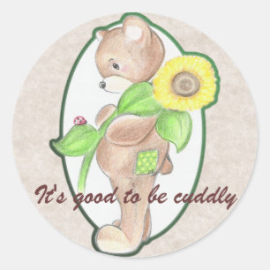Teddybeer, zonnebloem en lieveheersbeestje sticker