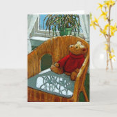 Teddybeer: Zonnig Venster: Kunst: Nieuw Baby Kaart (Gele Bloem)