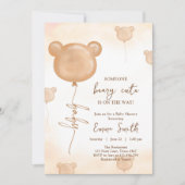 Teddybeerballon heel schattige boho-babyshower kaart (Voorkant)
