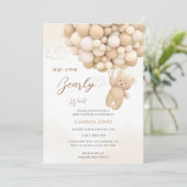 Teddybeerballonnen Baby Shower Kaart (Staand voorkant)
