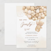 Teddybeerballonnen Baby Shower Kaart (Voorkant / Achterkant)