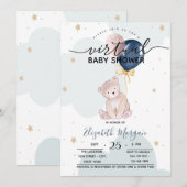 Teddybeerballonnen Baby Shower Kaart (Voorkant / Achterkant)