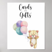 Teddybeerballonnen - kaarten en geschenken baby sh poster (Voorkant)