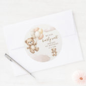 Teddybeerballonnen We kunnen bijna niet wachten Ronde Sticker (Envelop)