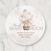 Teddybeerballonneutraal Baby shower Bedankjes Labels (Voorkant)