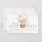 Teddybeerballonneutraal Baby shower Bedankkaart (Voorkant)