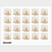 Teddybeerentuin Aangepaste Naam Baby Shower Vierkante Sticker (Vel)