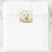 Teddybeerentuin Aangepaste Naam Baby Shower Vierkante Sticker (Tas)