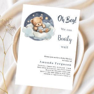 Teddybeerjongen blauw maanhemel budget Baby shower